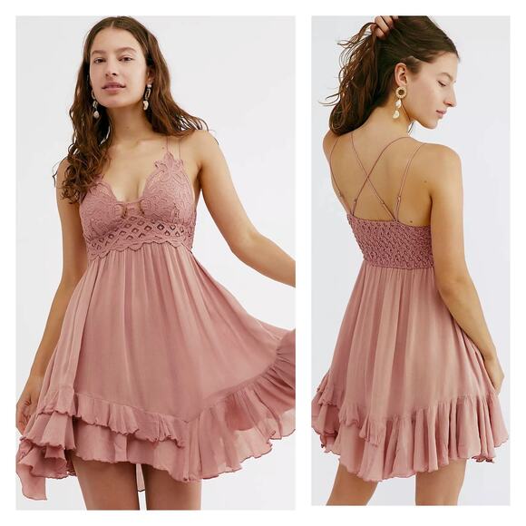 Free People Adella NWT Rose Lace Pink Slip Dress FP Intimately size Small XS - Picture 5 of 11